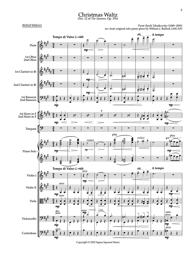 Christmas Waltz for Orchestra and Piano Sigma Squared Music
